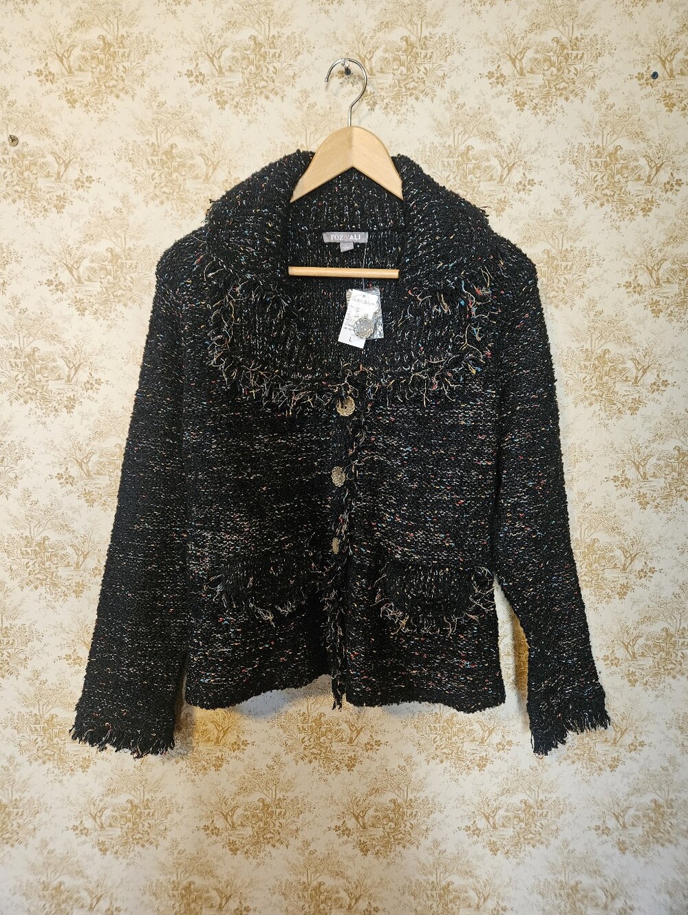 Roz & Ali Multicolor Knit Sweater Jacket